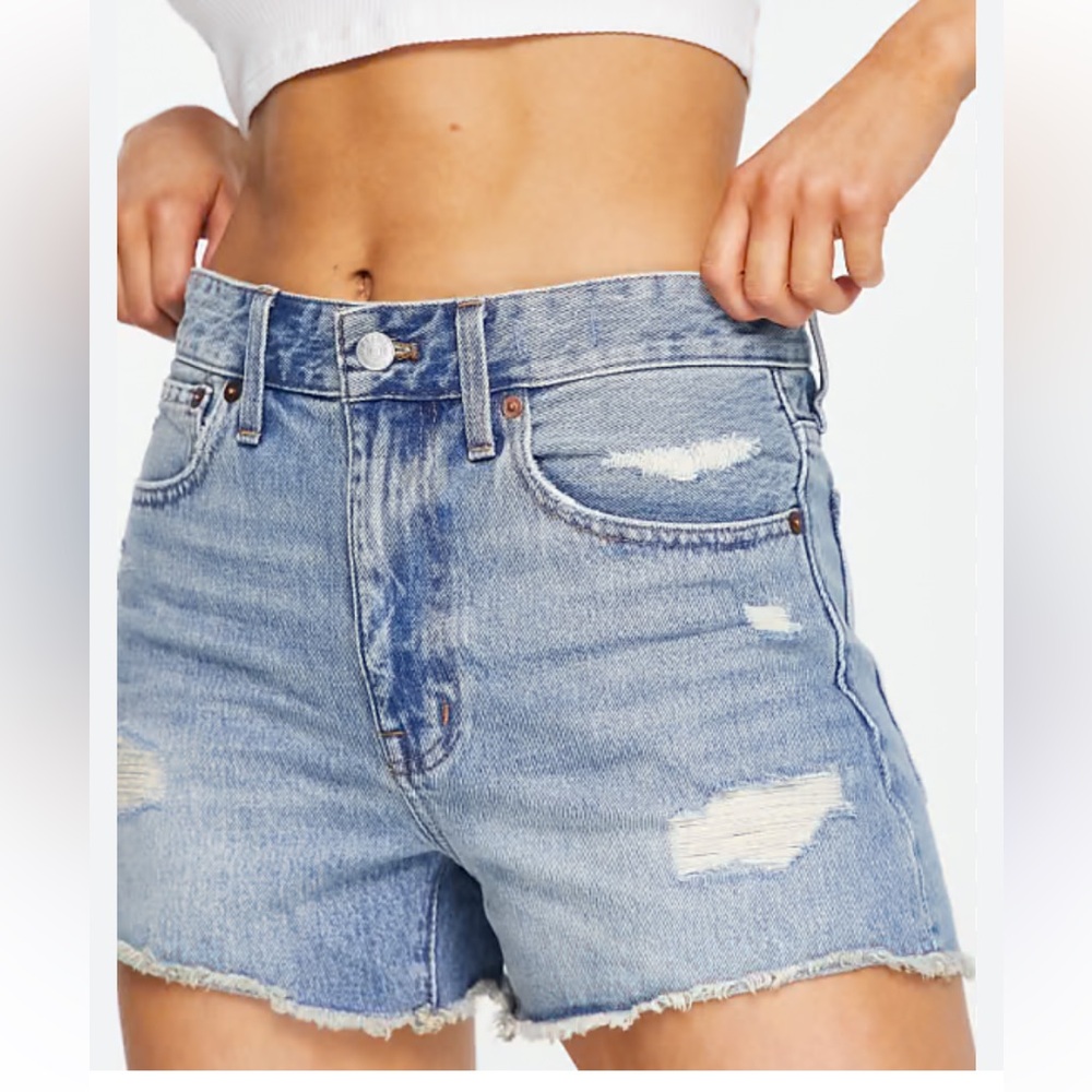 Madewell Light Blue Distressed Jean Shorts